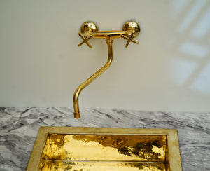 Unlacquered Brass Wall Mounted Kitchen Faucet Zayian