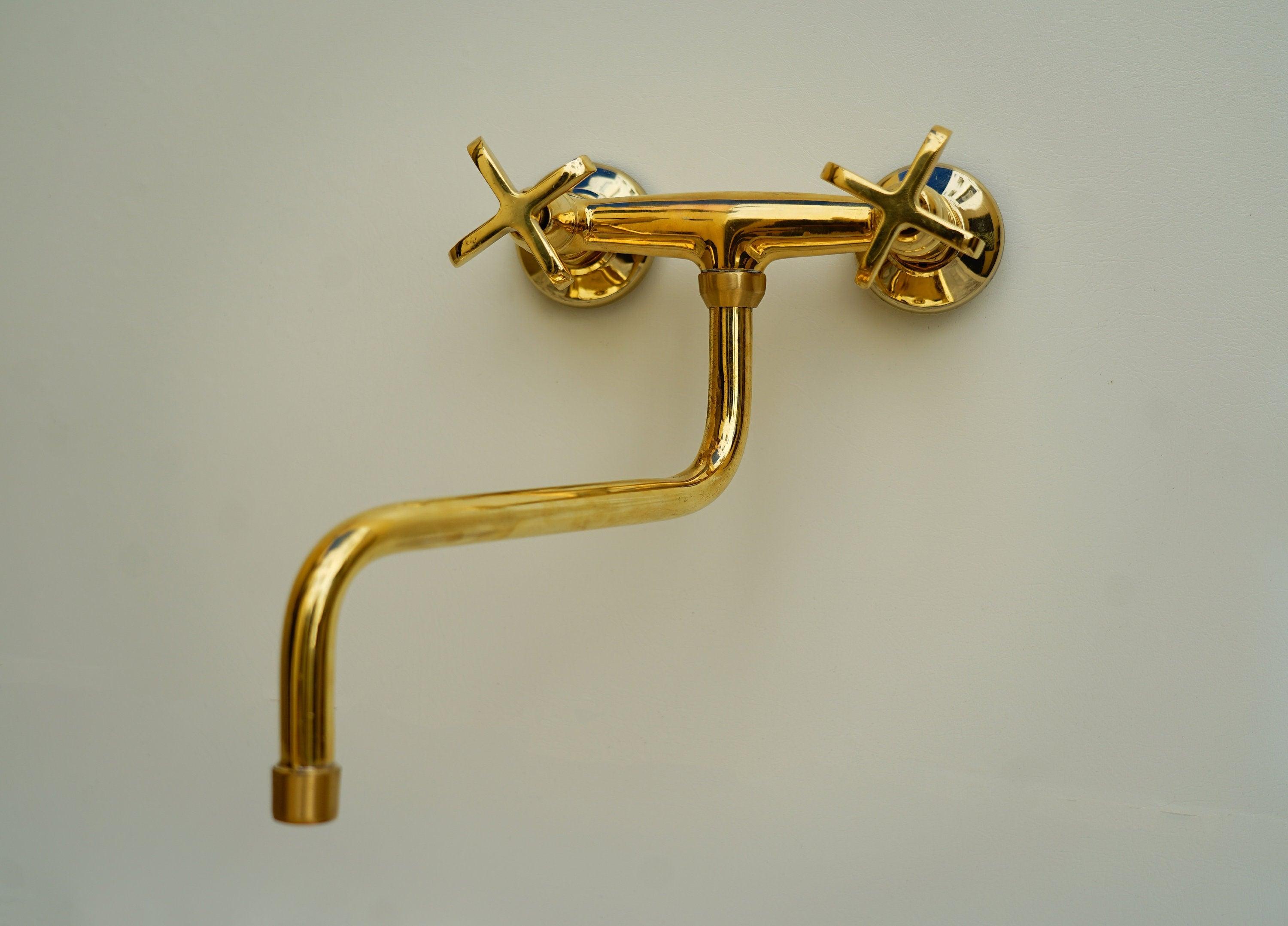 Unlacquered Brass Wall Mounted Kitchen Faucet Zayian