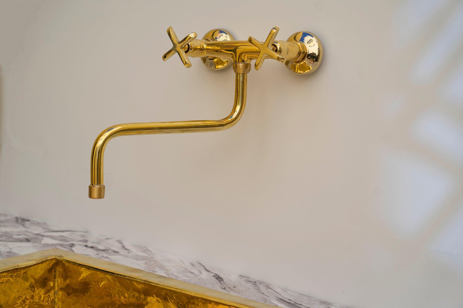 Unlacquered Brass Wall Mounted Kitchen Faucet Zayian